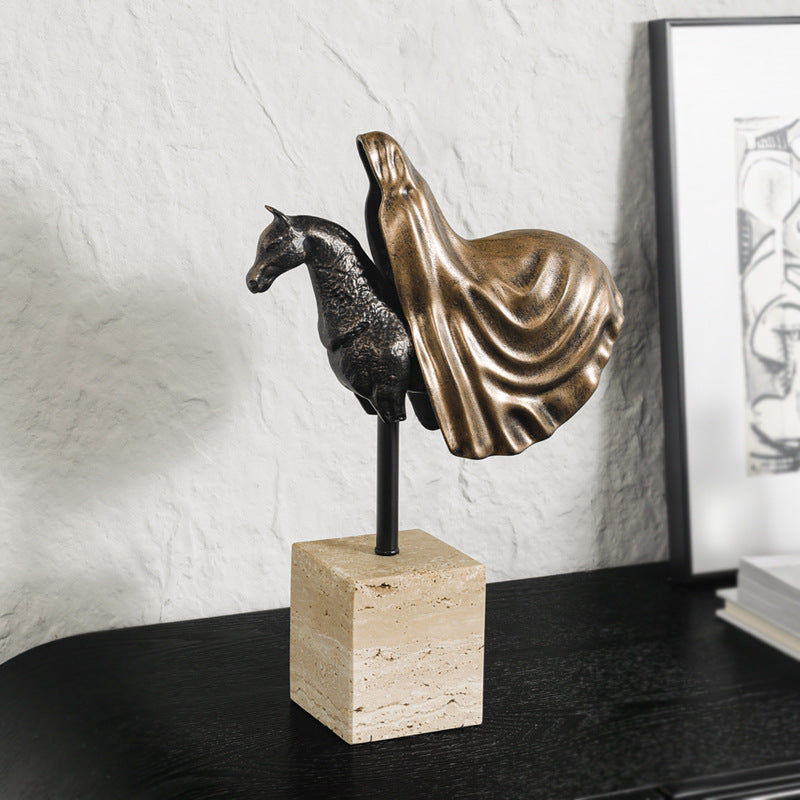 Artistic Horse Head Sculpture with Flowing Cape