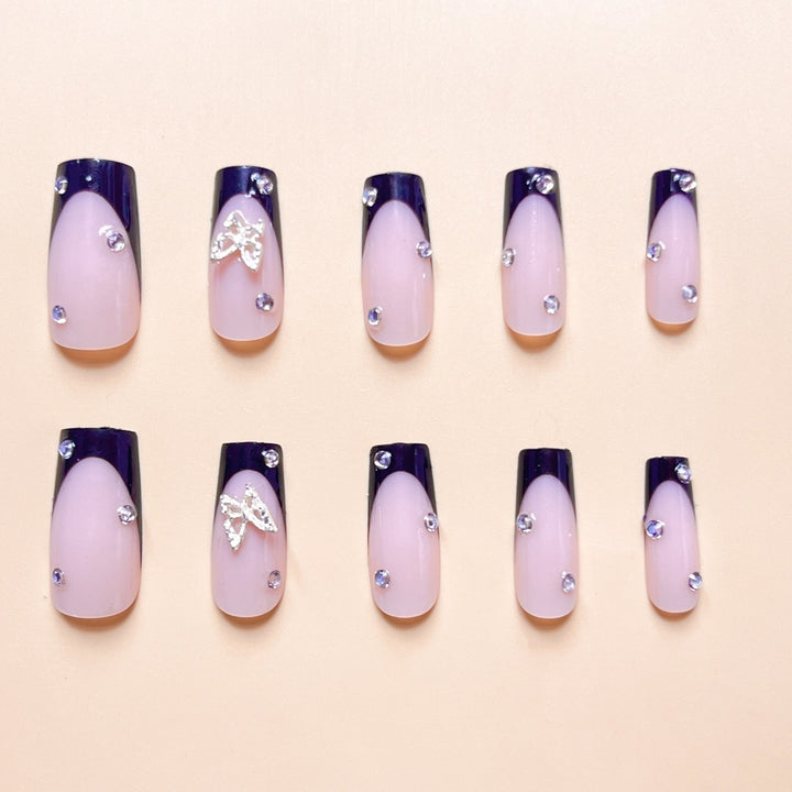 Elegant Butterfly Decorative Press-On Nail Extensions Bowlift