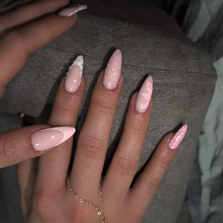 Elegant Press-On Nail Art Set with Unique Designs Bowlift