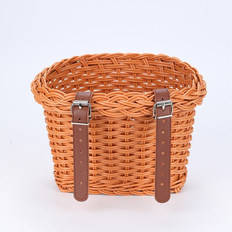 Woven Storage Basket with Vegan Leather Handles Bowlift