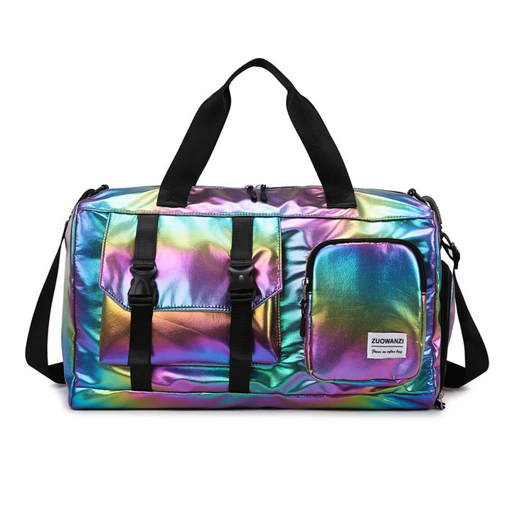 Fashionable travel bag with holographic surface and practical compartments Bowlift