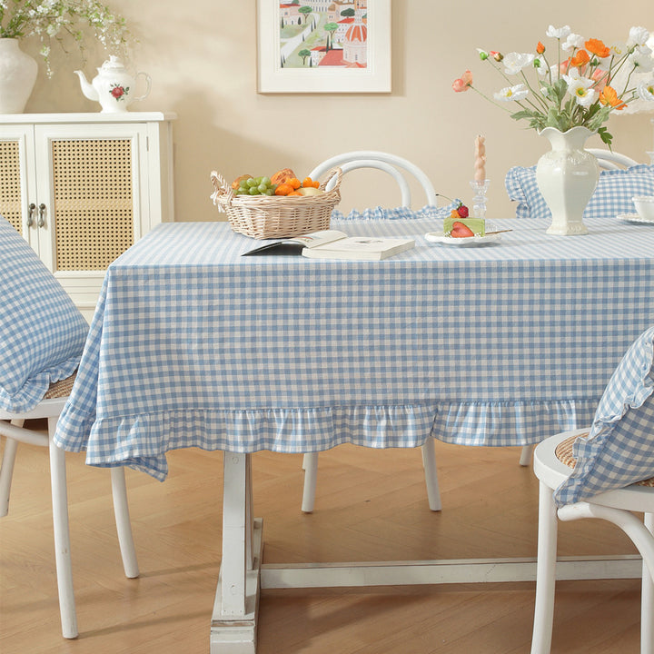 Gingham Ruffled Tablecloth