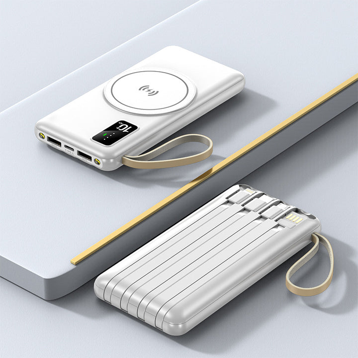 Portable Qi-Charging Power Bank with Multifunctional USB Ports Bowlift