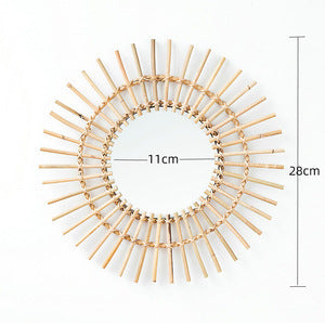 Decorative wall mirror with rattan frame Bowlift