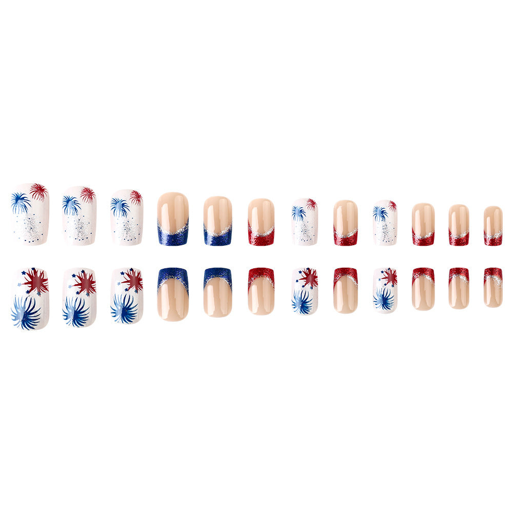 Festive Patriotic Press-On Nail Art Bowlift
