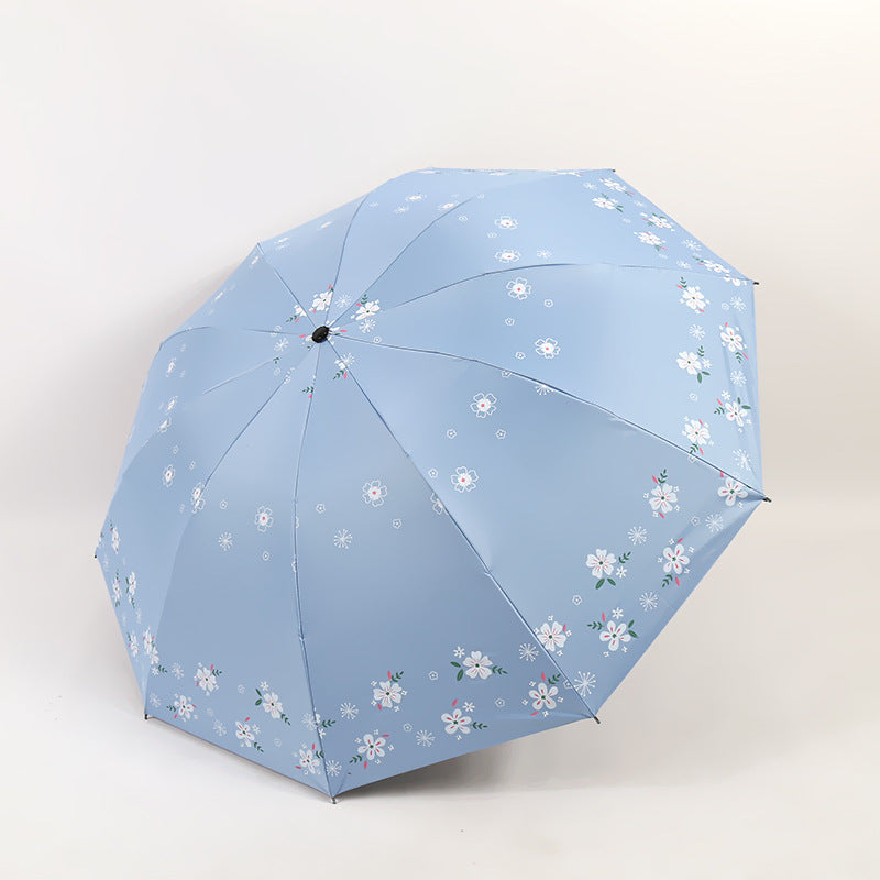 Women's Stylish Folding Umbrella with Floral Patterns Bowlift