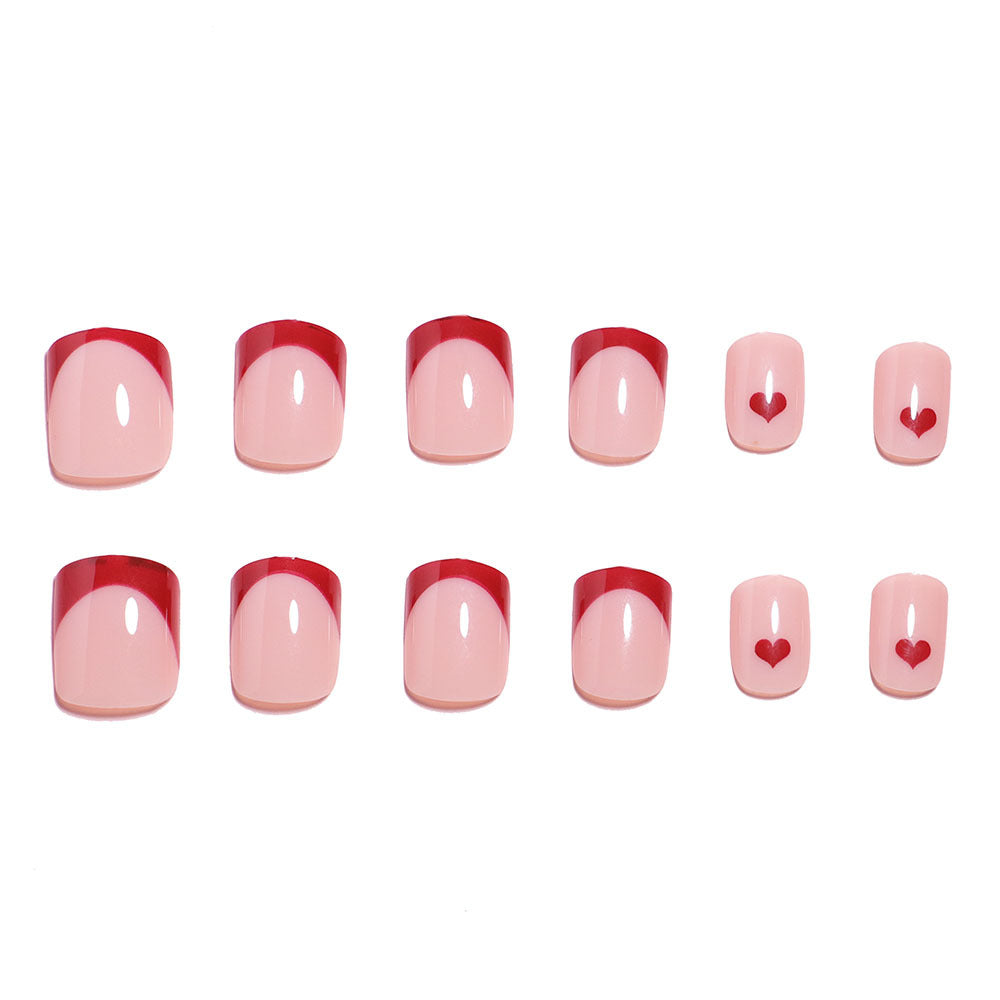 Artistic Heart-Design Press-On Nail Set Bowlift