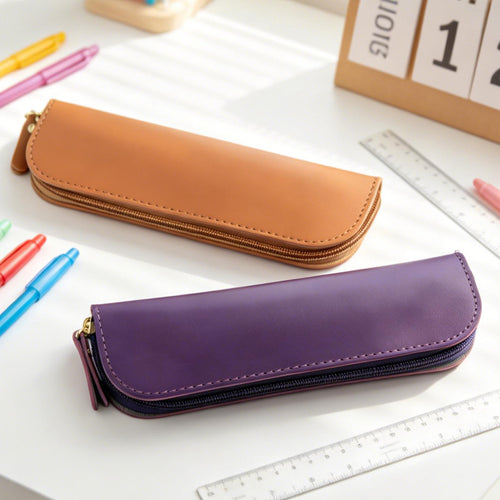 Zippered Leather Pencil Case Bowlift