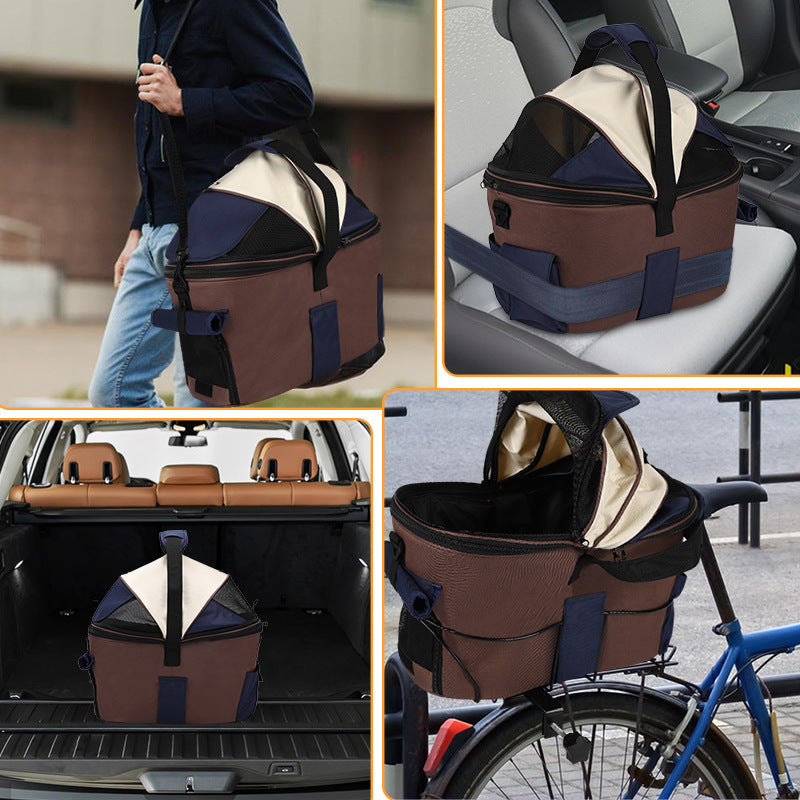 collapsible breathable soft pet carrier bag with mesh canopy and exterior pockets Bowlift