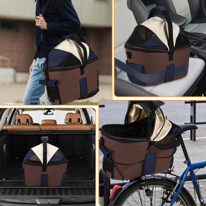 collapsible breathable soft pet carrier bag with mesh canopy and exterior pockets Bowlift