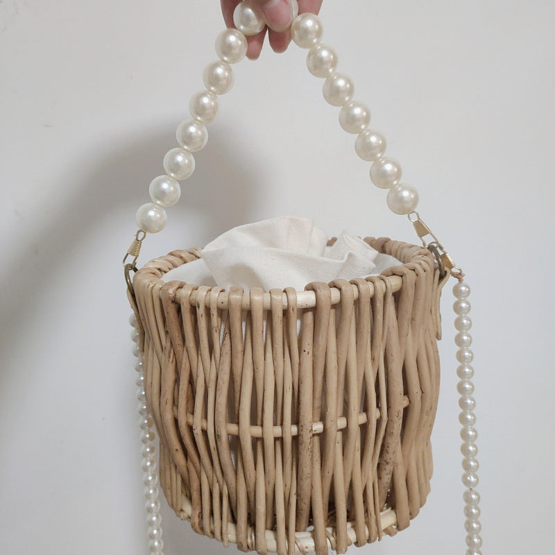 Women's basket bag with pearl jewelry closure Bowlift