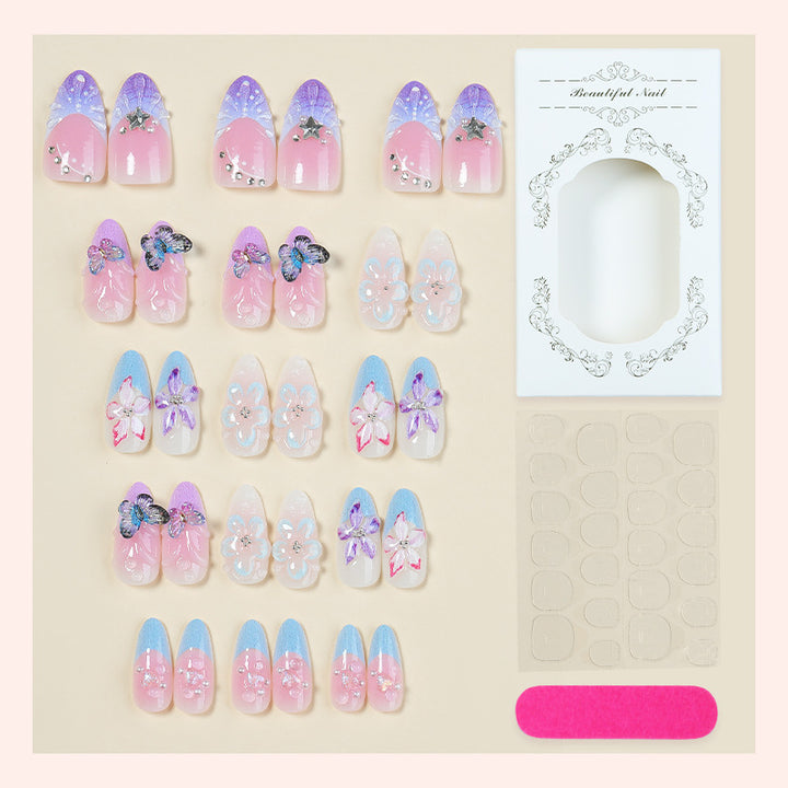 Premium Floral Design Press-On Nail Set Bowlift