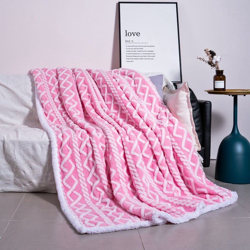 Women Cozy Reversible Blanket with Geometric Pattern Bowlift