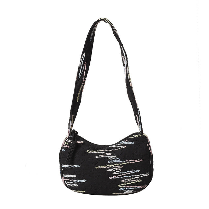 WoTextured Fabric Shoulder Bag Bowlift