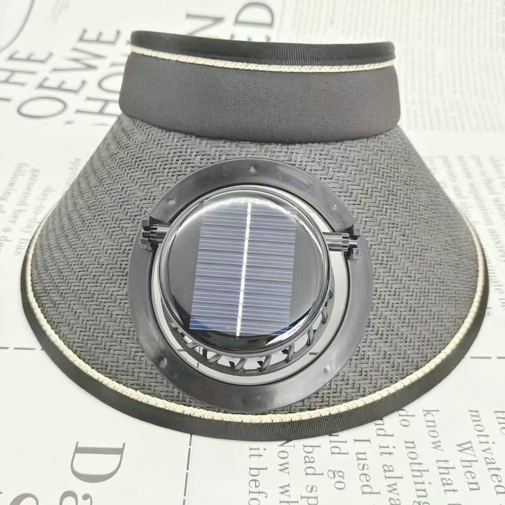 Adjustable sunshade for with removable solar fan and breathable straw effect Bowlift