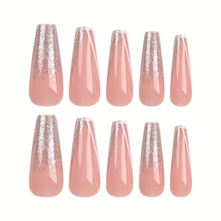 Artful stiletto nails with glitter and French tip Bowlift