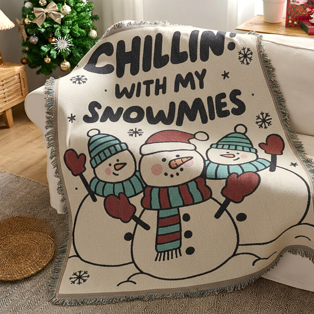 Cozy Festive Cartoon Throw Blanket