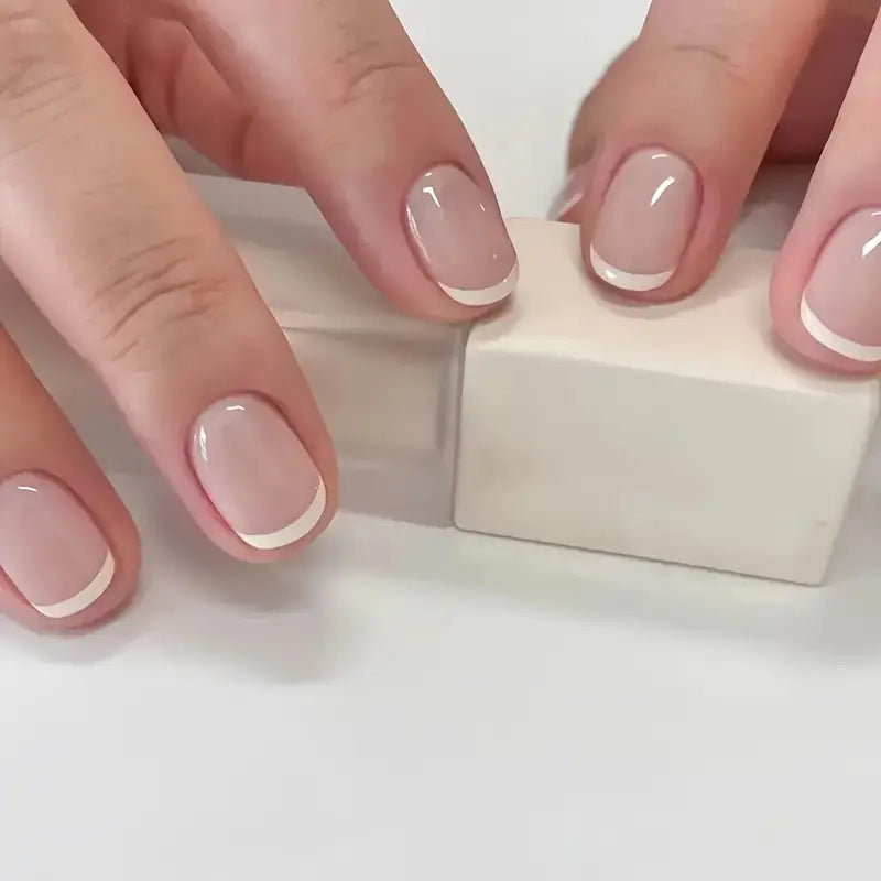 Classic French Tip Press-On Nails Bowlift