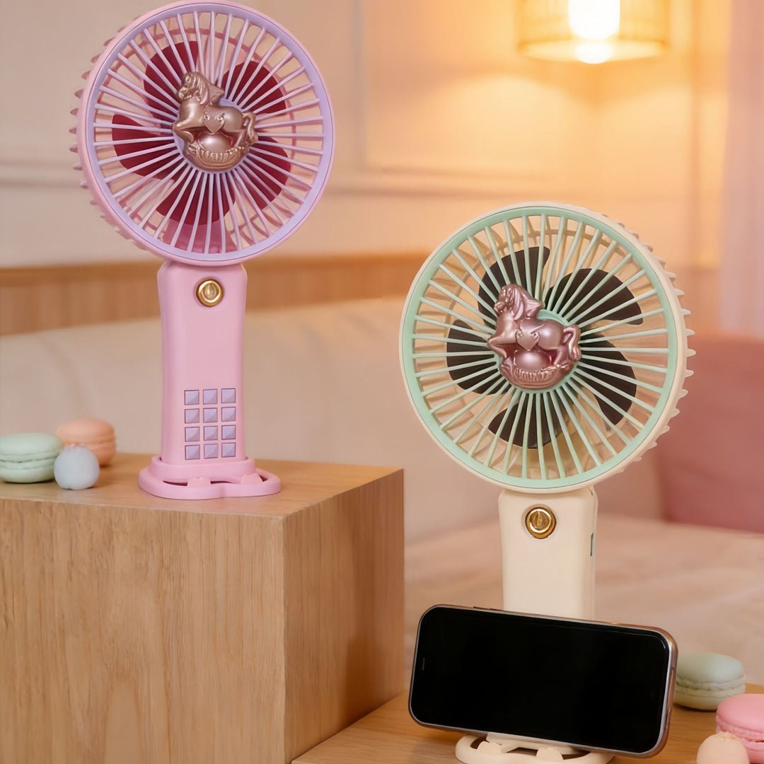 Ladies portable hand fan with creative horse design Bowlift
