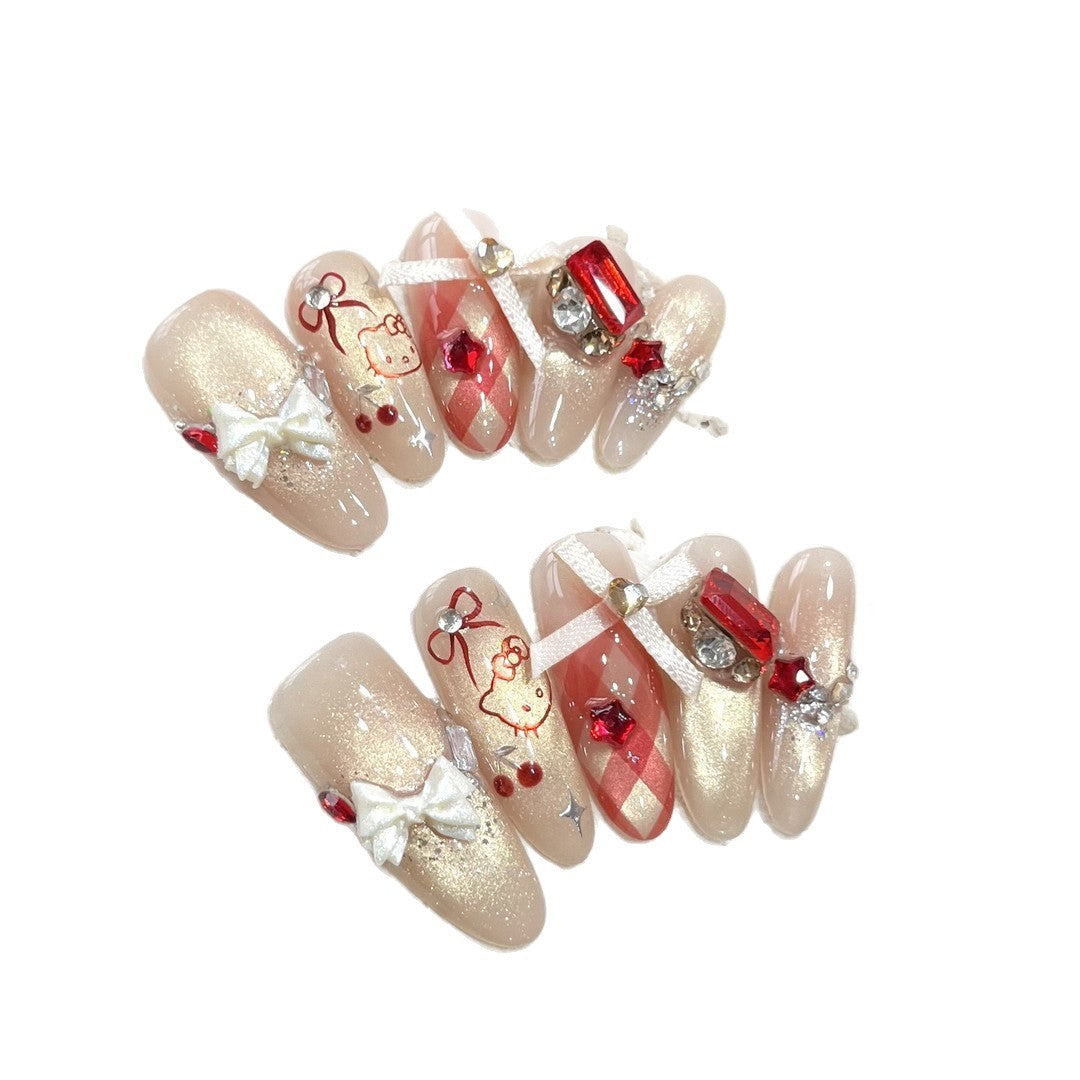 Artificial Nail Set with Playful Character and Detailed Decoration Bowlift