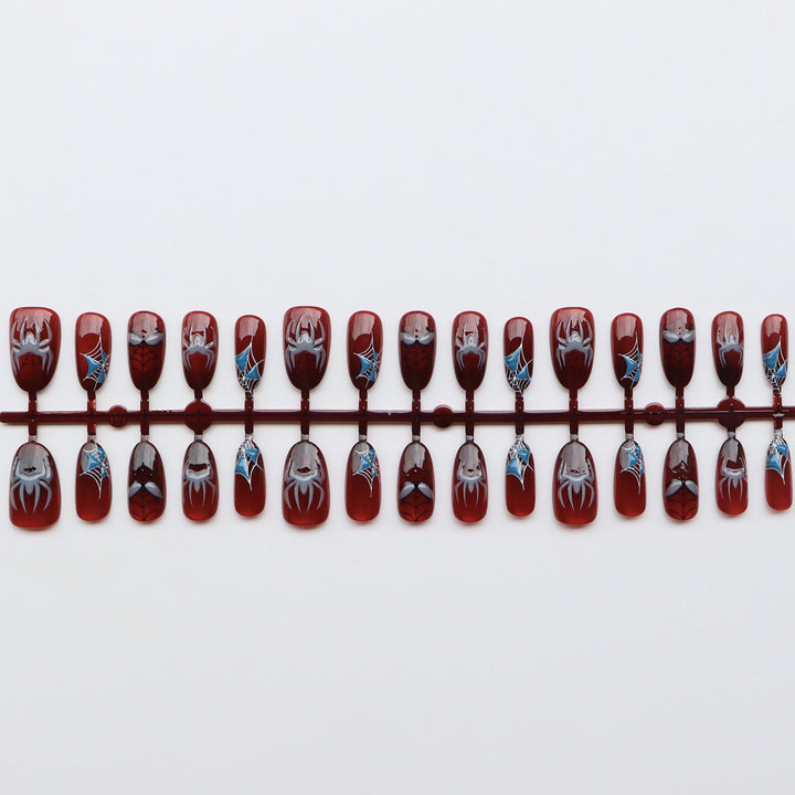Thematic Spider-Man Inspired Press-On Nail Art Set Bowlift