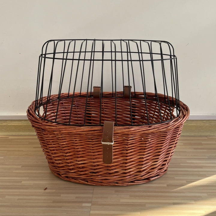 woven rattan bicycle front basket with quick-release mounting system Bowlift