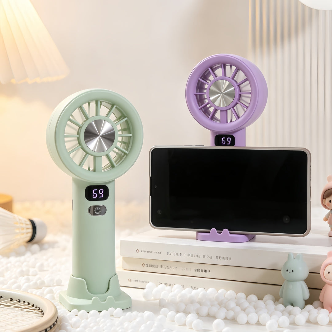 Women's portable hand fan with digital speed display Bowlift