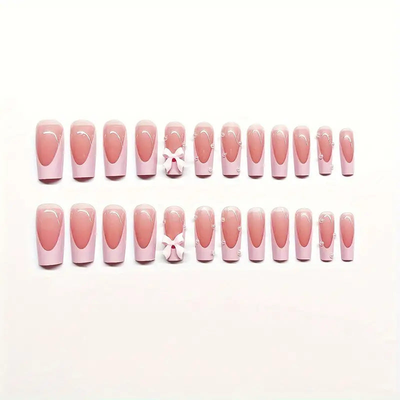 Decorative Bow-Embellished Press-On Nail Art Bowlift
