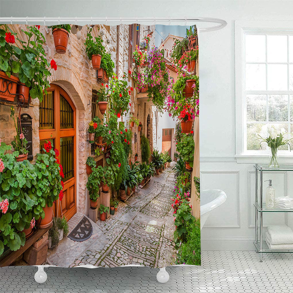 Floral Lane-Inspired Shower Curtain Bowlift