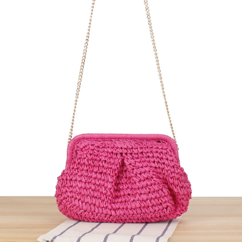 Handbag with Elegant Woven Design and High-Quality Chain Decoration Bowlift