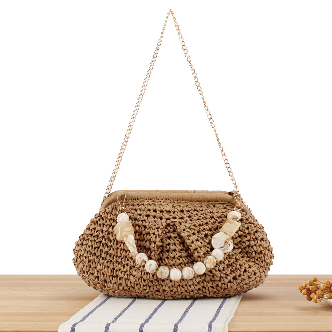Braided Clutch with Pearl Accent Bowlift