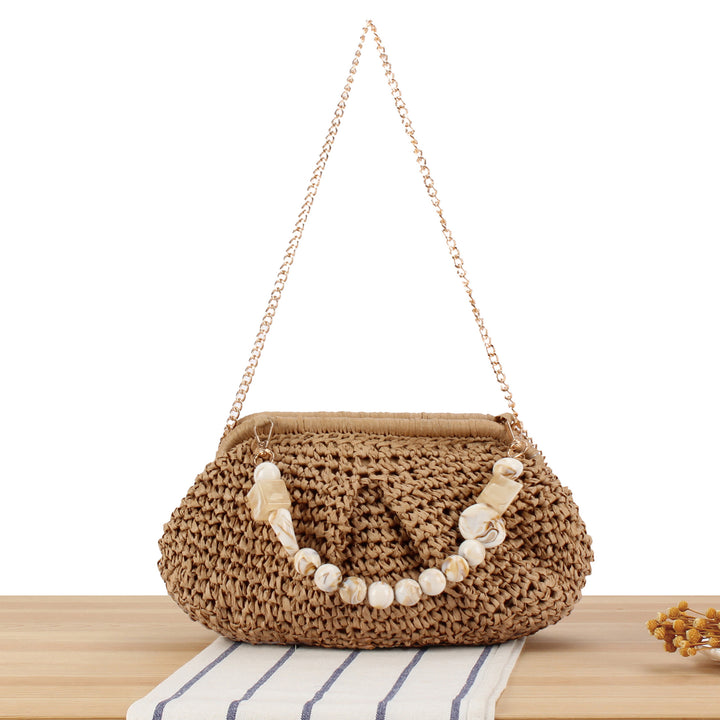 Braided Clutch with Pearl Accent Bowlift