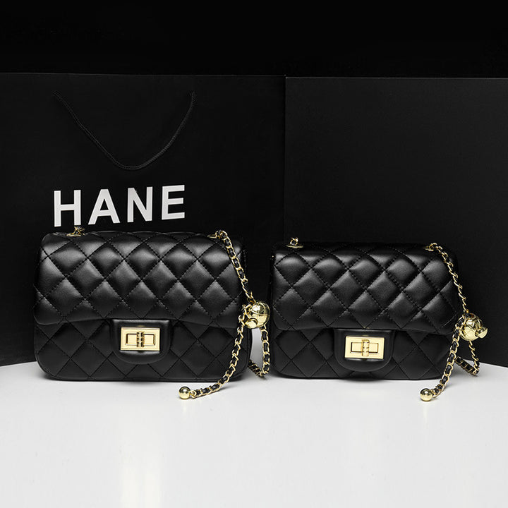 Quilted Chain-Accented Crossbody Handbag