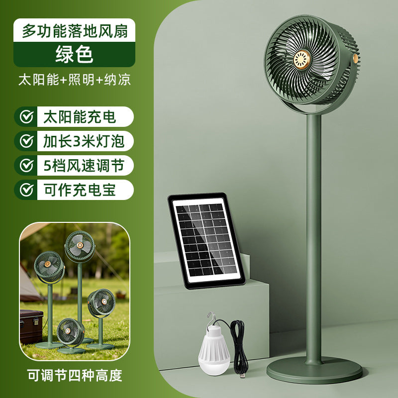 Unisex nan multifunctional solar-powered stand fan with LED light, multi-stage wind control, height adjustable and power bank function Bowlift