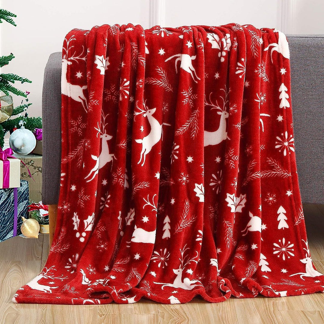 Festive Santa-Themed Plush Fleece Blanket
