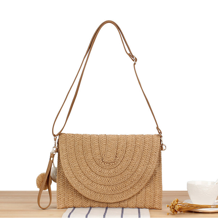 Fashionable Shoulder Bag Made of Braided Straw Bowlift