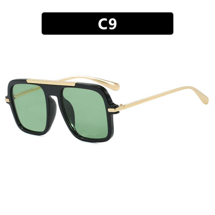 Women's square designer sunglasses with gold accents and protective UV filter Bowlift