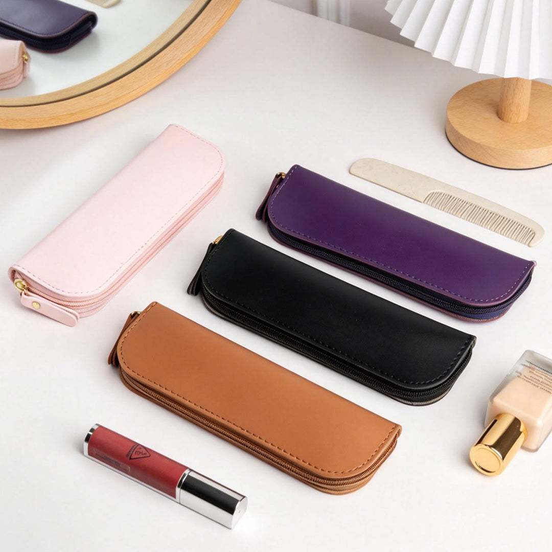 Zippered Leather Pencil Case Bowlift