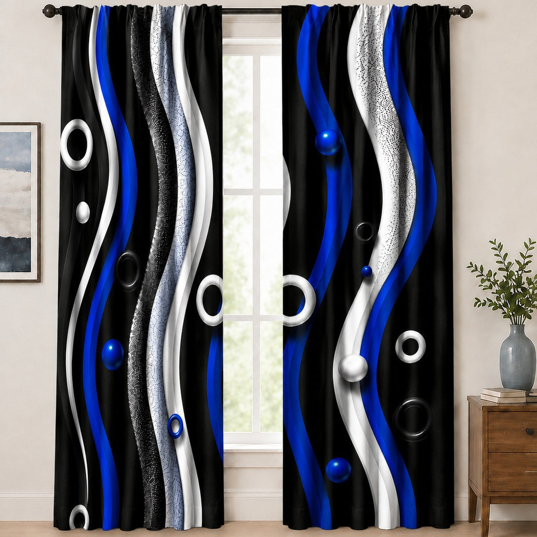 Abstract Wave Patterned Curtains