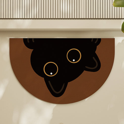 Round Cat-Themed Floor Mat Bowlift