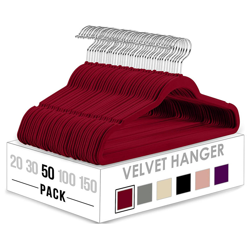 Slim velvet non-slip contoured hanger set with swivel chrome hooks Bowlift