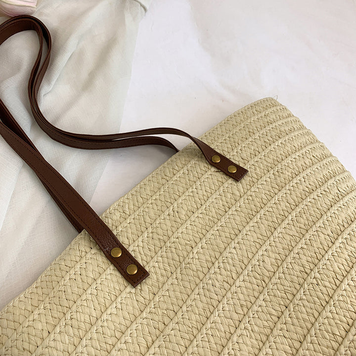 Woven Straw Beach Tote Bag