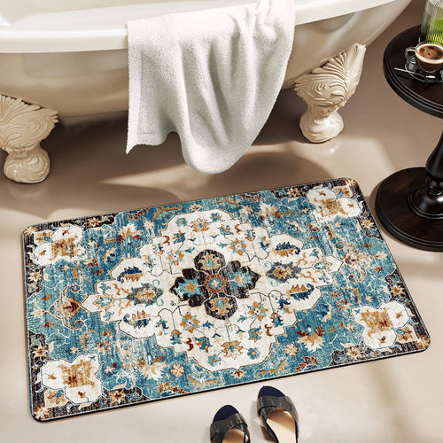 Vintage Floral Design Bath Mat Bowlift