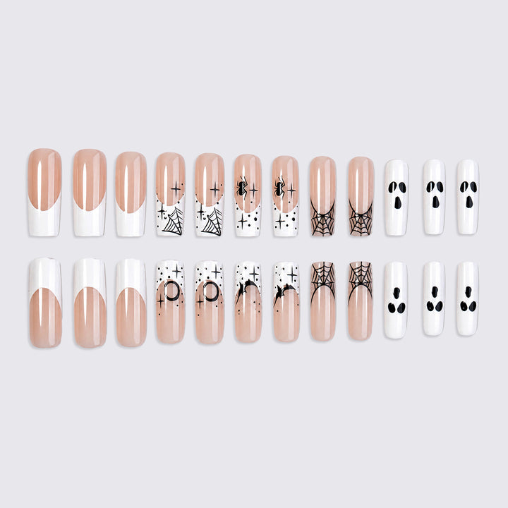 Halloween Art Nail Set with Creative Spider and Ghost Designs Bowlift