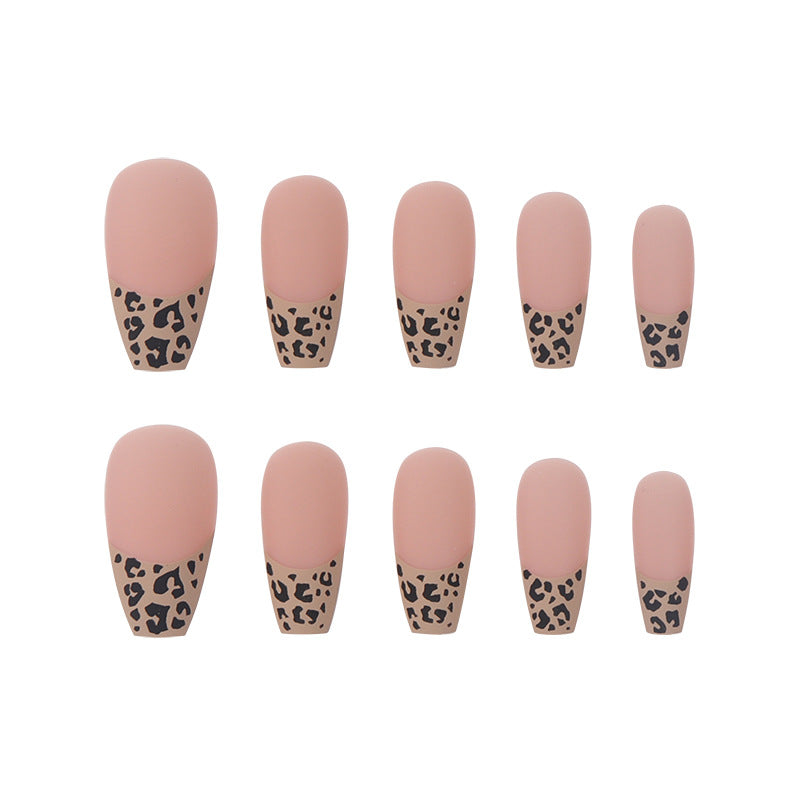Leopard Print French Tip Press-On Nails Bowlift