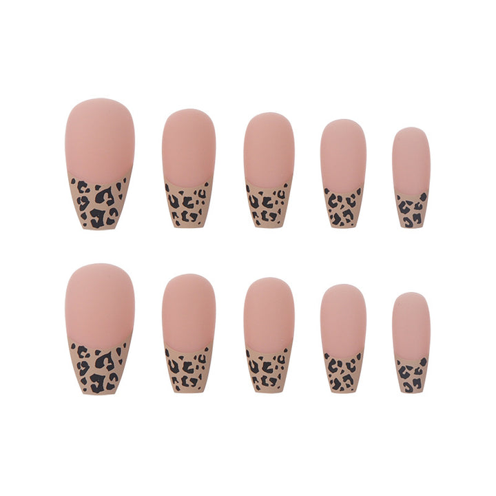 Leopard Print French Tip Press-On Nails Bowlift