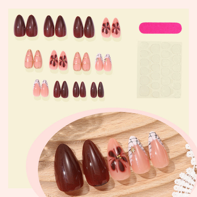 Decorative Floral Press-On Nail Art Set Bowlift