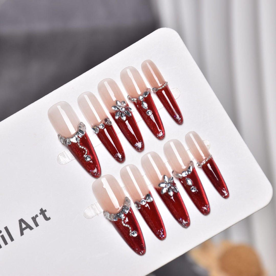 Premium Rhinestone-Embellished Acrylic Nails Bowlift