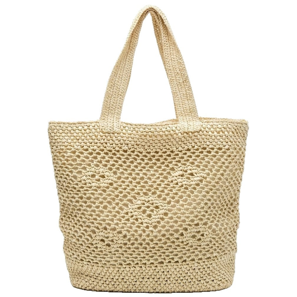 Large macrame bag with leather accents Bowlift