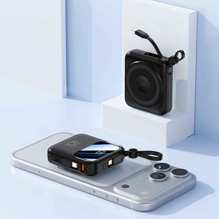 Portable power bank with innovative cable management system and fast charging function Bowlift